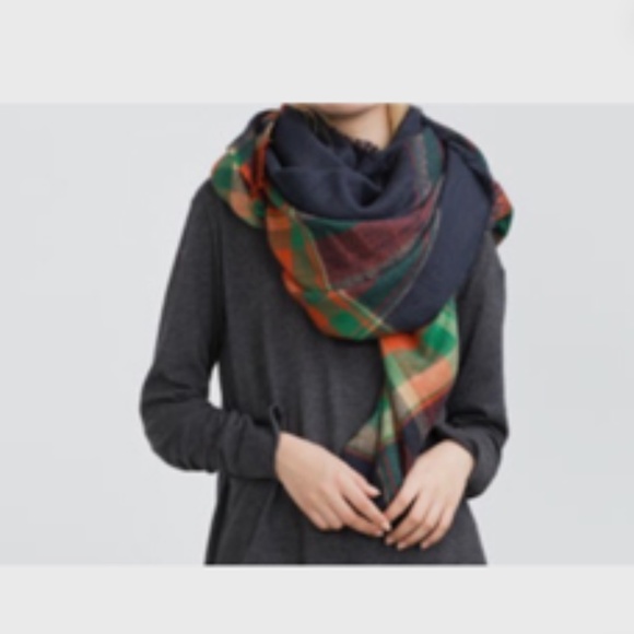 NWT Zara Checked-Striped Scarf - Picture 1 of 4